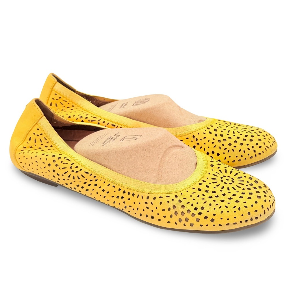 Vionic Robyn Ballet Flat Buttercup Yellow 9 Perforated Leather Whisper Slip On